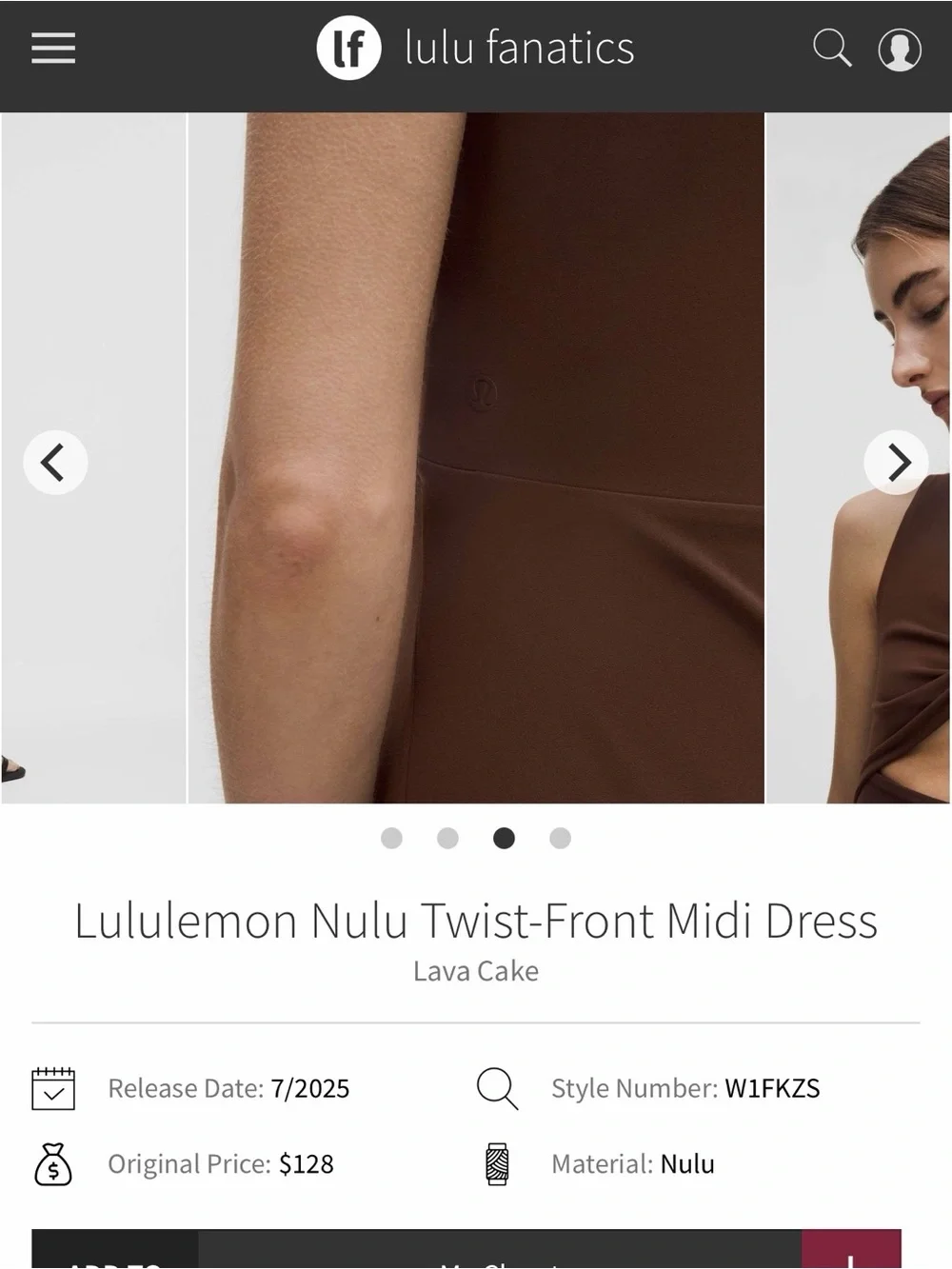 NWT Lululemon Nulu Twist-Front Midi Dress Lava Cake LVCK Size M
